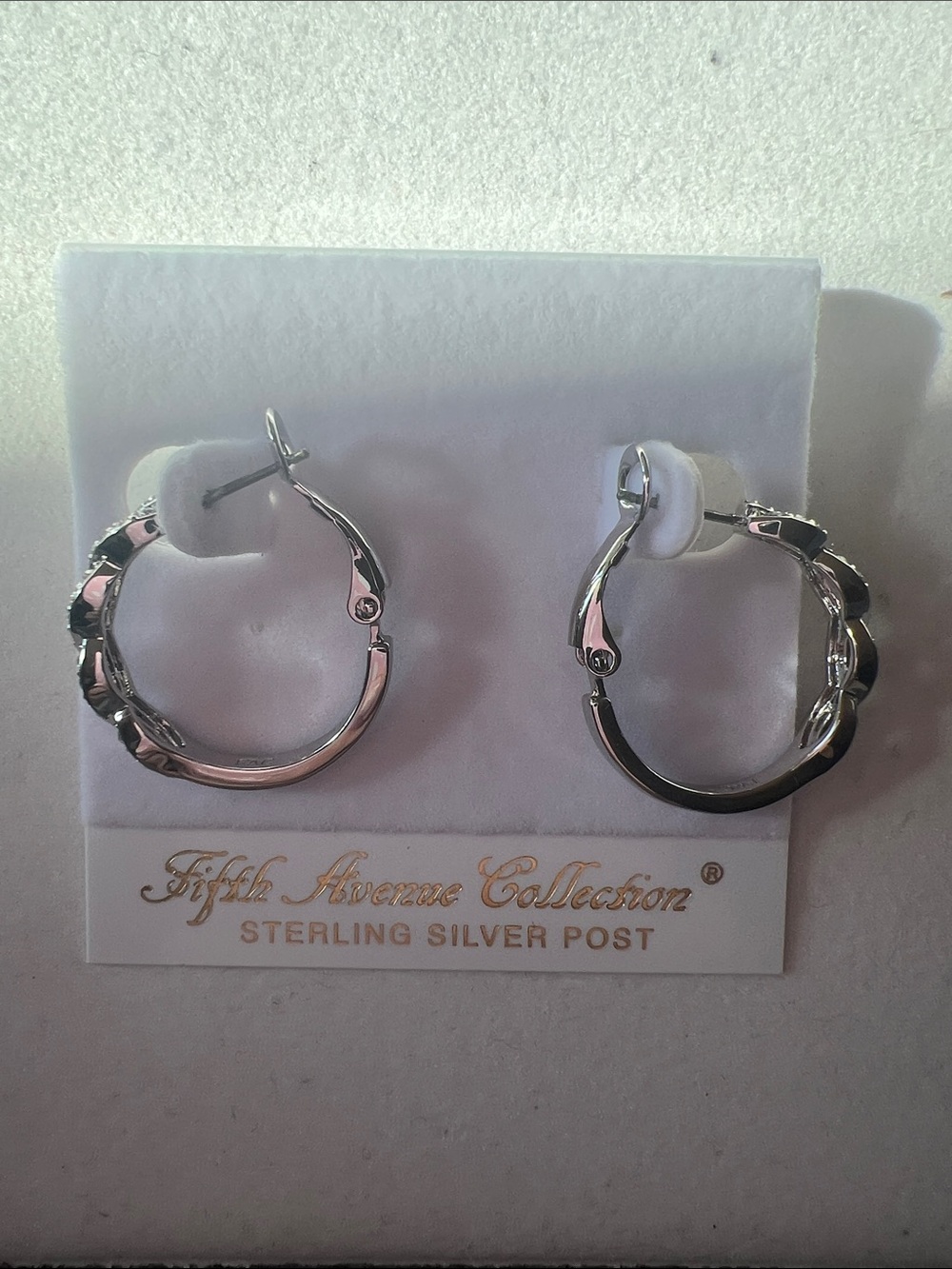 Fifth Avenue Collection Silver Hoop Earrings - Silver Scalloped Detail
